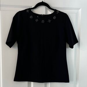 Talbots Black Embellished Blouse